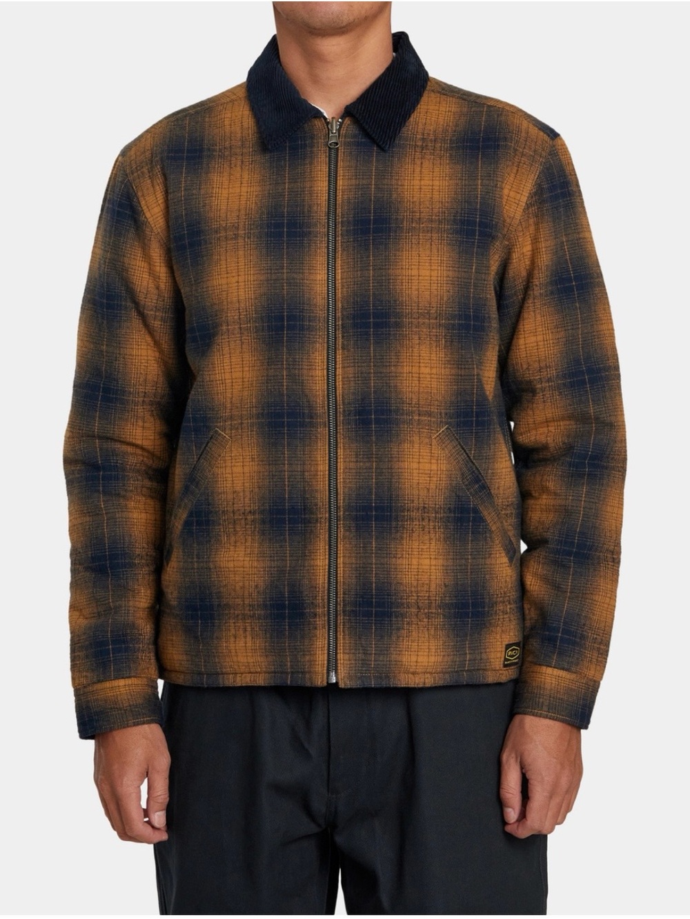 RVCA Men's dayshift reversible Zip Jacket in Mustard & Navy.sold out online.XL